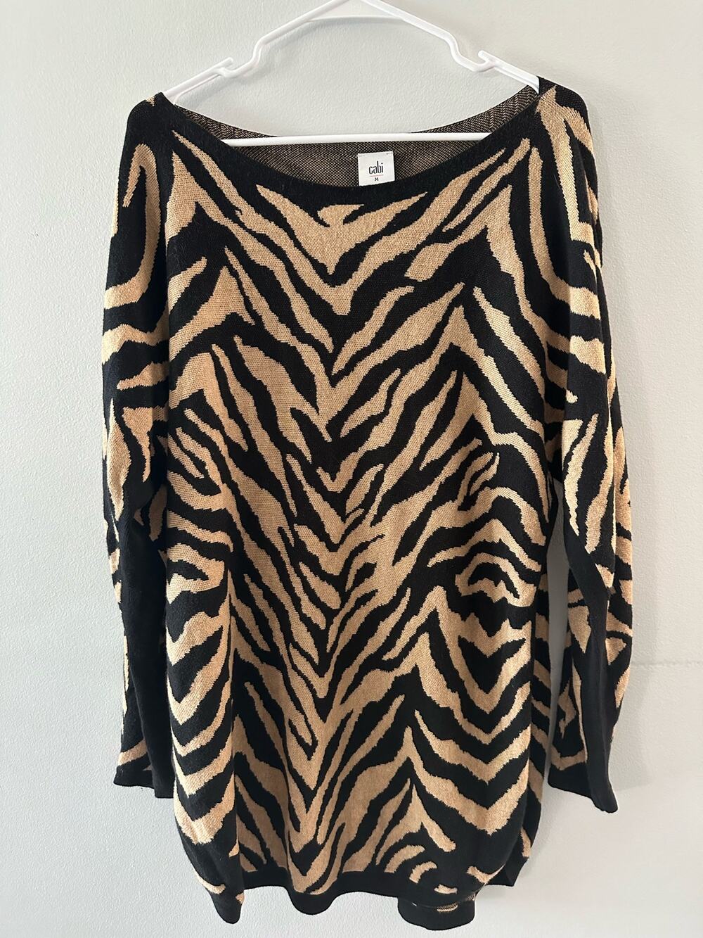 Cabi Sweater Women's Medium Dani Pullover Zebra Dazzle Stripe 3884 Oversized